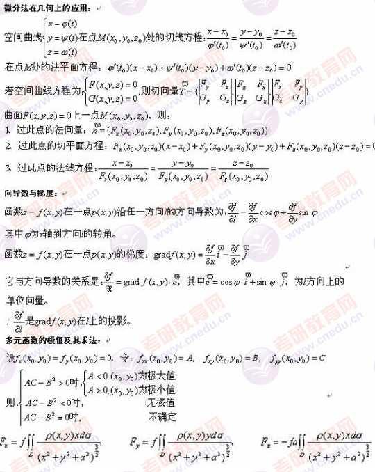 2010年半岛在线注册高等数学公式汇总(七)
