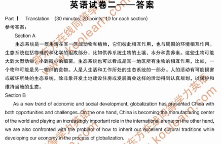 2010年同等学力申硕学位考试英语试卷参考答案