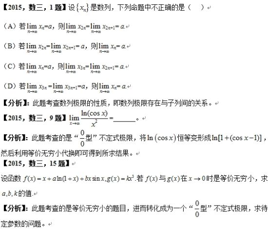 2015半岛在线注册数学三真题解析之极限