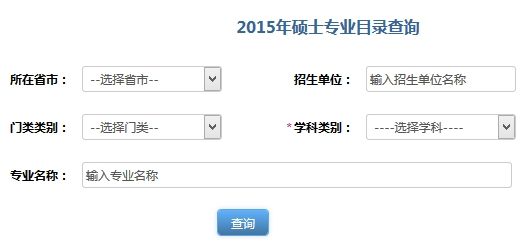2015年全国硕士研究生招生专业目录查询