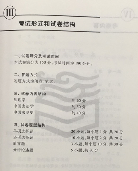 2019法律硕士考试题型和分值分布